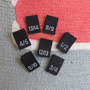 Woven Size Labels - Black Damask 1/2~13/14