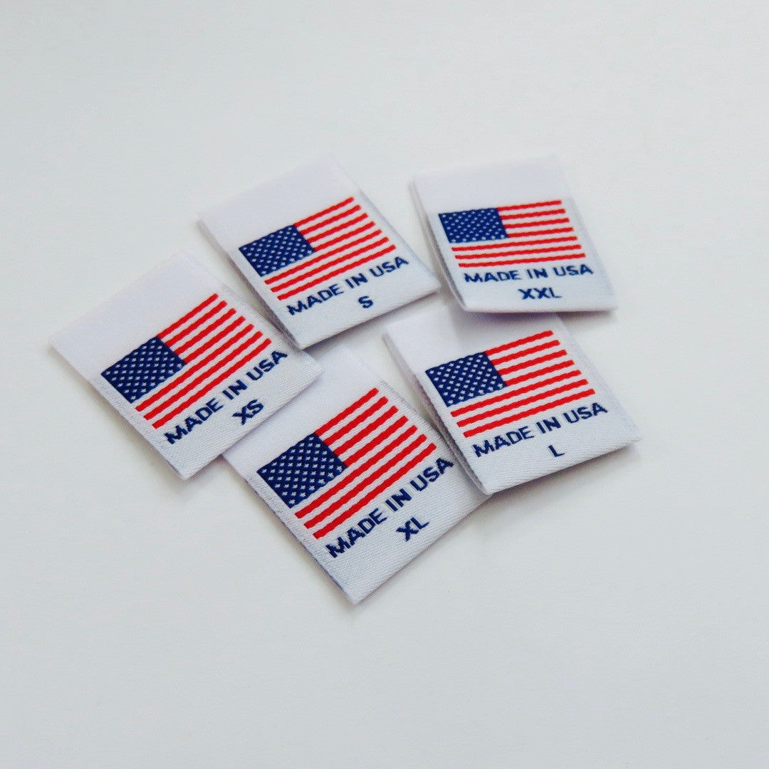 MADE IN USA FLAG Clothing Size Labels (XS-XXL)