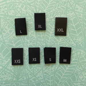 Letter Size Woven Labels (Black P,XXS-6XL,6X)